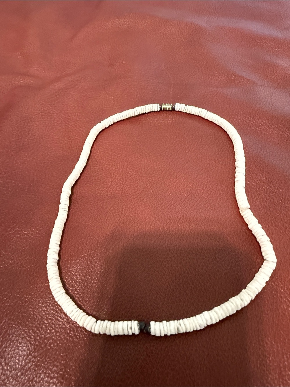 White Beaded Women's Necklace - Minimal Shell Disk Design